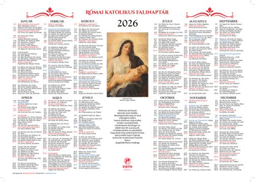 EGYLAPOS KATOLIKUS FALINAPTÁR 2026 - EWTN 